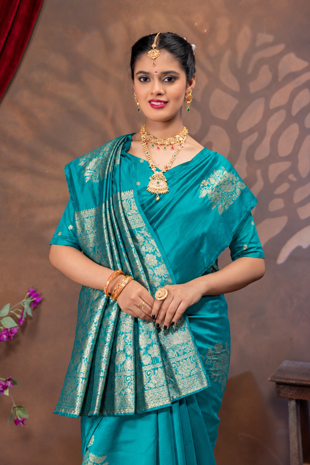 Royal Rama Silk Saree with All Over Real Zari Woven Design