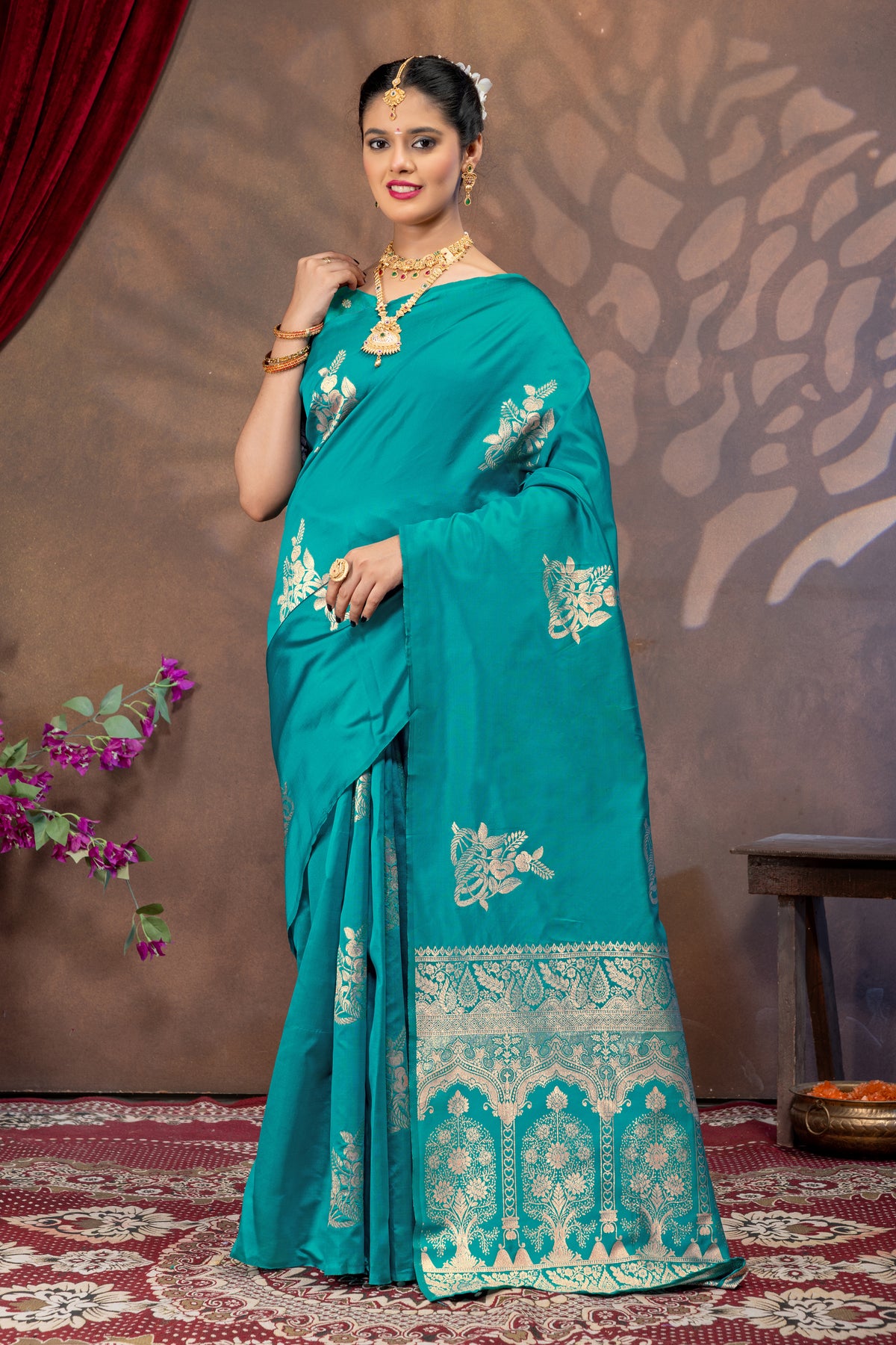 Rama Silk Saree with Real Zari Woven Design