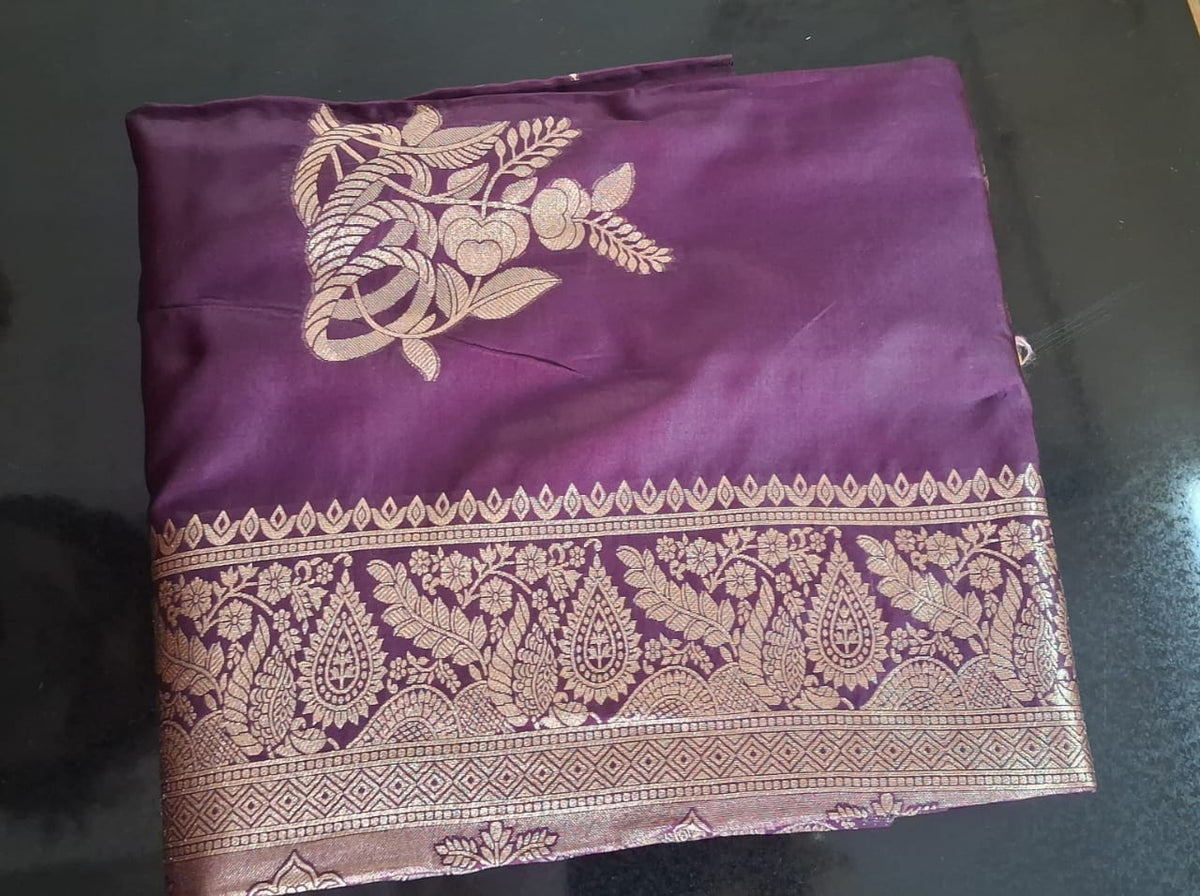 Purple Silk Saree with Real Zari Woven Design